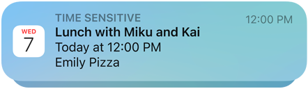 Image d’une notification push de l’app Calendrier
