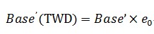 The NTD index base value is adjusted as follows when the RMB index base value is adjusted