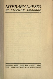 Cover of edition literarylapses00leacuoft