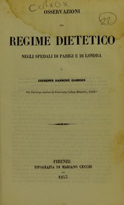 Cover of: Osservazioni sul regime dietetico negli spedali di Parigi e di Londra