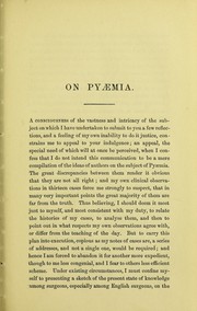 Cover of: On pyæmia: read before the Medical Society of University College, November 25th, 1852