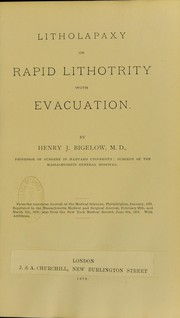 Cover of: Litholapaxy, or, Rapid lithotrity with evacuation