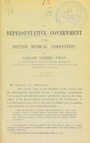 Cover of: On representative government in the British Medical Association