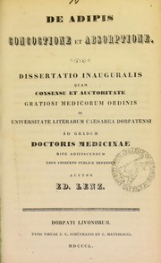 De adipis concoctione et absorptione by Eduard Lenz