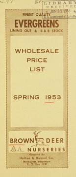 Cover of: Wholesale price list, spring 1953: finest quality evergreens, lining out & B & B stock