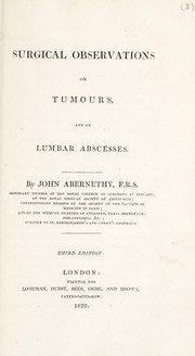 Cover of: Surgical observations on tumours, and on lumbar abscesses