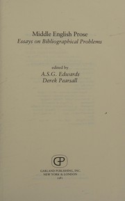 Cover of: Middle English prose: essays on bibliographical problems