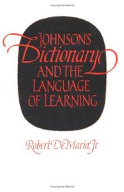 Cover of: Johnson's dictionary and the language of learning