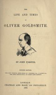 Cover of: The life and times of Oliver Goldsmith