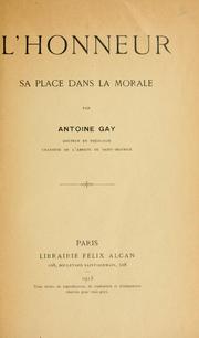 Cover of: honneur, sa place dans la morale.