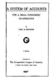 Cover of: A system of accounts for a small consumers' co-operative