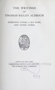 Cover of: The writings of Thomas Bailey Aldrich.