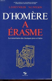 Cover of: D'Homère à Erasme: la transmission des classiques grecs et latins