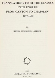 Cover of: Translations from the classics into English from Caxton to Chapman, 1477-1620.