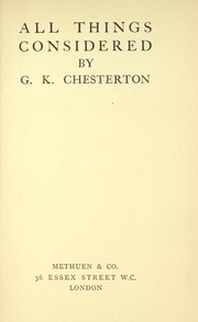 Cover of: All things considered by Gilbert Keith Chesterton