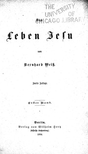 Cover of: Das leben Jesu by Weiss, Bernhard