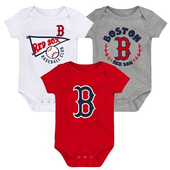 Boston Red Sox Infant Biggest Little Fan 3-Pack Bodysuit Set - Red/White/Heather Gray