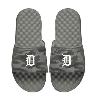 Detroit Tigers ISlide Youth Camo Slide Sandals - Gray