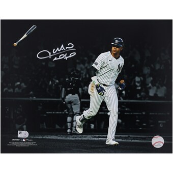 Juan Soto New York Yankees Autographed Fanatics Authentic 11" x 14" Bat Flip Spotlight Photograph