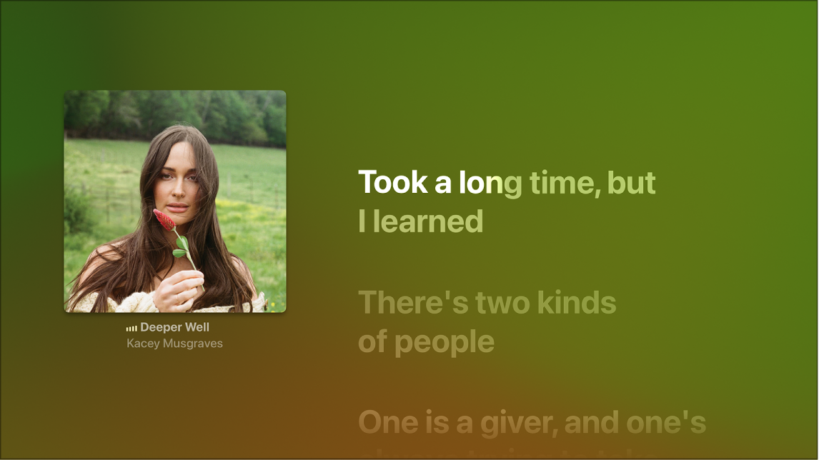 Now Playing screen showing lyrics