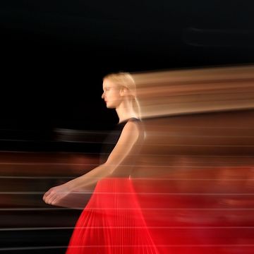 Red, Light, Dress, Human body, Hand, Photography, Wood, Night, Performance, Stage, 