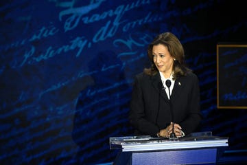 us vice president and democratic presidential candidate kamala harris listens as former us president and republican presidential candidate donald trump speaks during a presidential debate at the national constitution center in philadelphia, pennsylvania, on september 10, 2024 photo by saul loeb  afp photo by saul loebafp via getty images