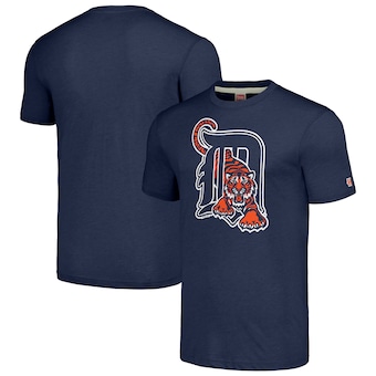 Detroit Tigers Homage Cooperstown Collection Hand-Drawn Logo Tri-Blend T-Shirt - Navy