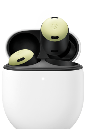 Ein Paar Pixel Buds, die in ihr Case gleiten.