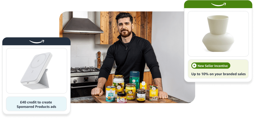 Business owner posing with products in a kitchen