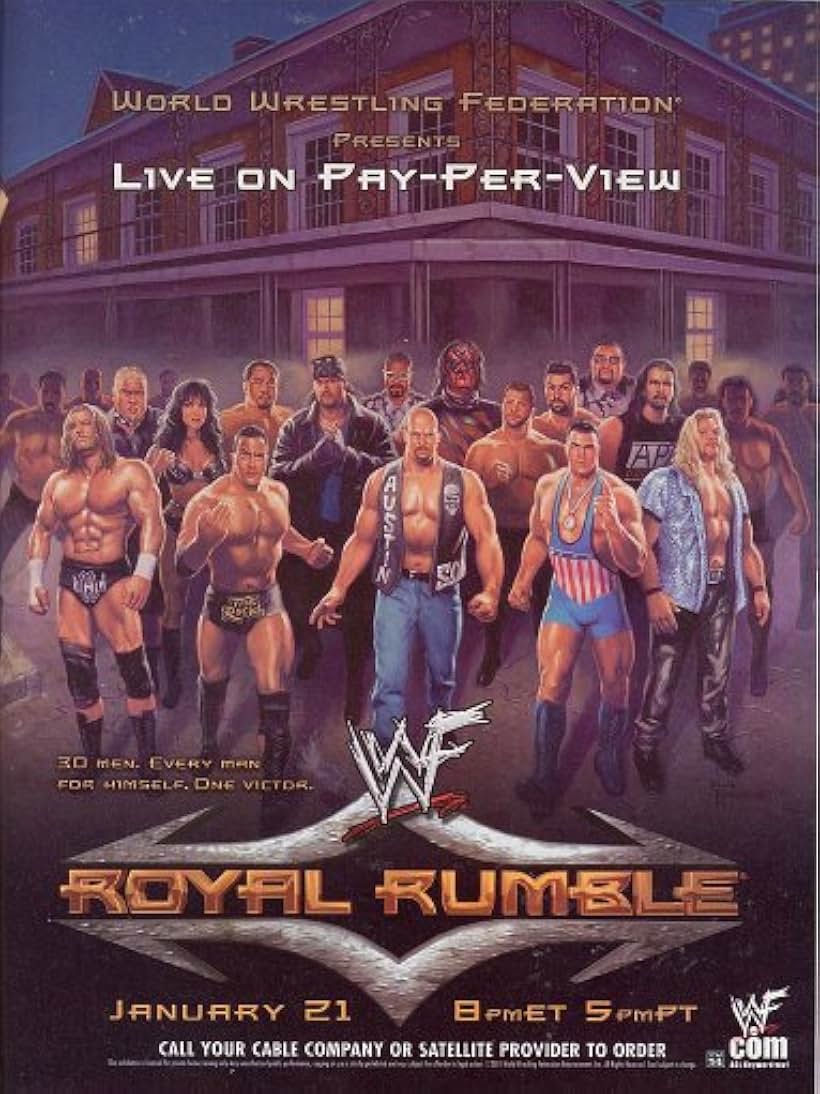 Kurt Angle, Solofa Fatu Jr., Steve Austin, Chris Benoit, Steve Blackman, Mark Calaway, Devon Hughes, Chris Jericho, Glenn Jacobs, Dwayne Johnson, Chyna, Paul Levesque, John Layfield, Mark LoMonaco, and Ron Simmons in Royal Rumble (2001)