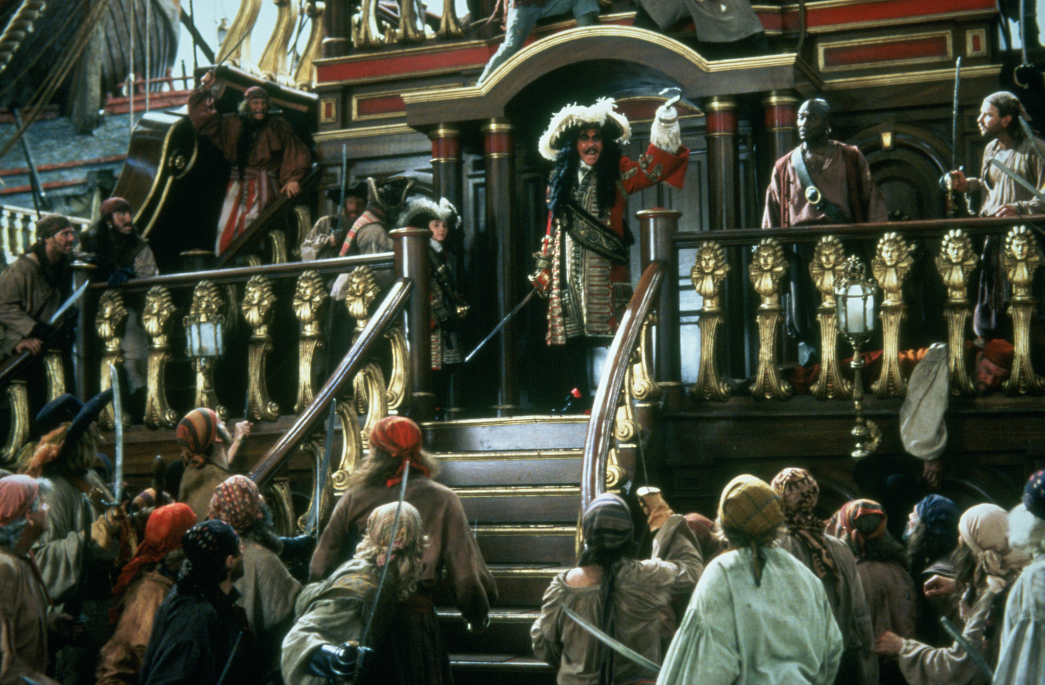 Dustin Hoffman, Bob Hoskins, Charlie Korsmo, and Tony Burton in Hook (1991)