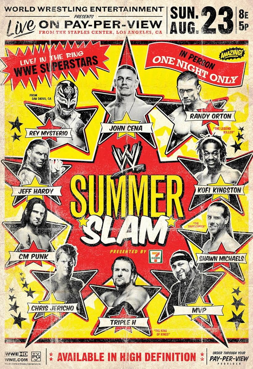 Rey Mysterio, Jeff Hardy, Shawn Michaels, Chris Jericho, Paul Levesque, John Cena, Randy Orton, CM Punk, Antonio Burke Jr., and Kofi Kingston in WWE Summerslam (2009)