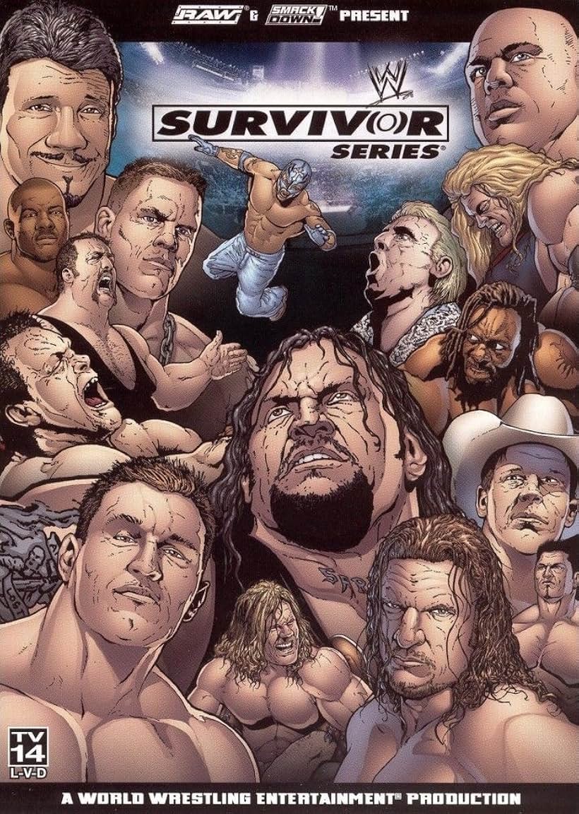 Kurt Angle, Mark Calaway, Adam Copeland, Ric Flair, Rey Mysterio, Booker Huffman, Chris Jericho, Paul Levesque, John Layfield, Paul Wight, John Cena, Randy Orton, Dave Bautista, and Shelton Benjamin in WWE Survivor Series (2004)