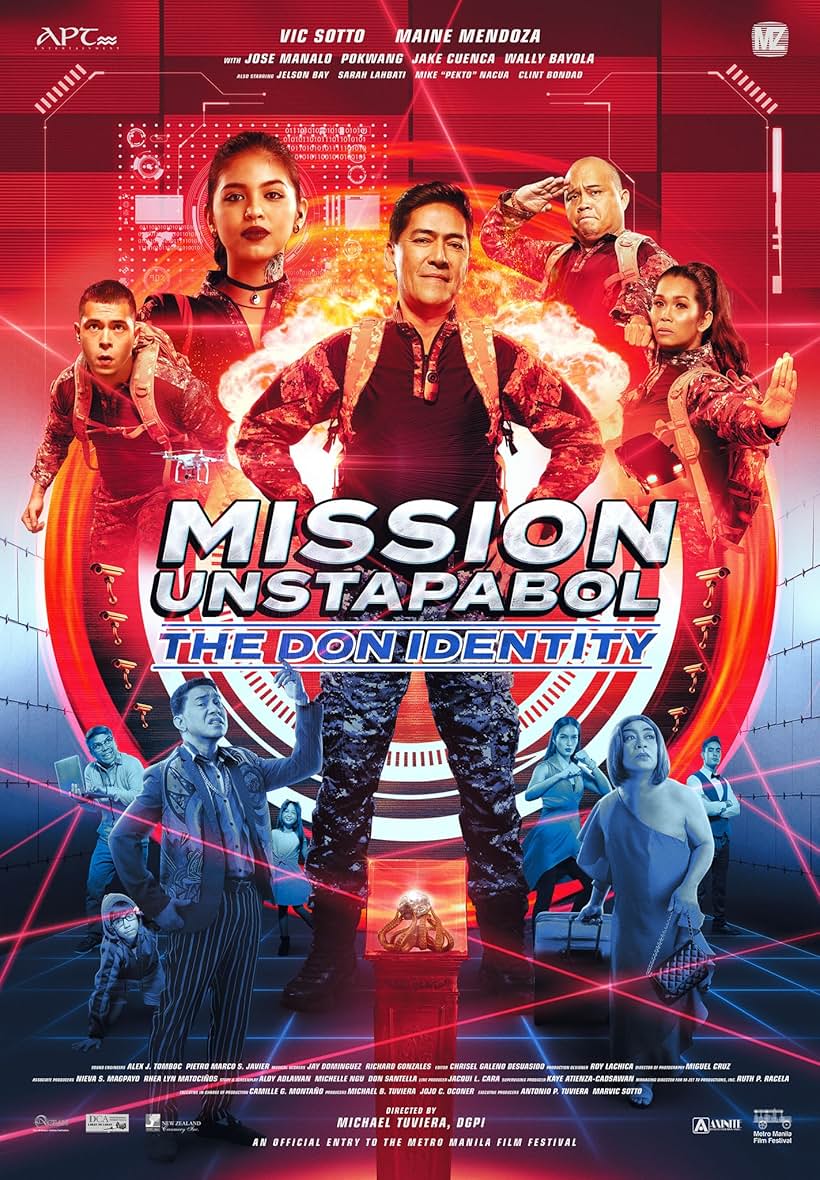 Vic Sotto, Jake Cuenca, Mike 'Pekto' Nacua, Wally Bayola, Jose Manalo, Pokwang, Sarah Lahbati, Jelson Bay, Clint Bondad, Maine Mendoza, Leanne Bautista, and John Kenneth Giducos in Mission Unstapabol: The Don Identity (2019)