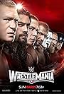 Steve Borden, Mark Calaway, Paul Levesque, John Cena, Brock Lesnar, Bryan Danielson, and Joe Anoa'i in WrestleMania 31 (2015)