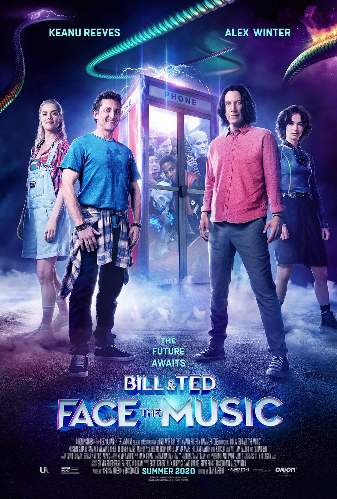 Keanu Reeves, William Sadler, Alex Winter, Kristen Schaal, Sharon Gee, Anthony Carrigan, Samara Weaving, Kid Cudi, and Brigette Lundy-Paine in Bill & Ted Face the Music (2020)