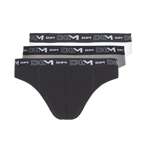 Ondergoed Heren Slips DIM COTON STRETCH X3 Zwart / Grijs / Wit