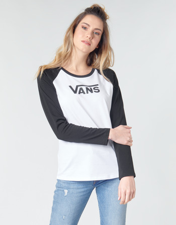 Textiel Dames T-shirts met lange mouwen Vans FLYING V LS RAGLAN Wit / Zwart