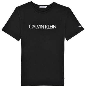 Textiel Jongens T-shirts korte mouwen Calvin Klein Jeans INSTITUTIONAL T-SHIRT Zwart