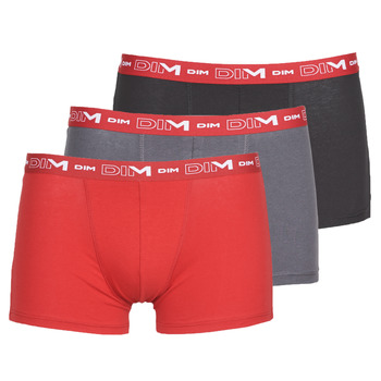 Ondergoed Heren Boxershorts DIM COTON STRETCH Grijs / Rood / Zwart