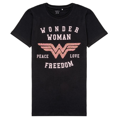 Textiel Meisjes T-shirts korte mouwen Name it NKFWONDERWOMEN Zwart