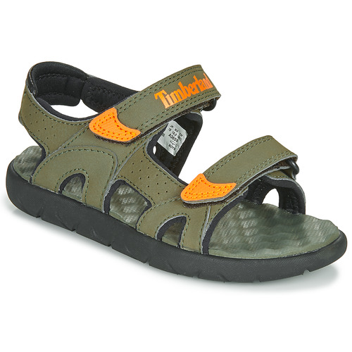 Schoenen Jongens Sandalen / Open schoenen Timberland PERKINS ROW 2-STRAP Groen / Orange