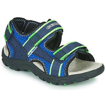 Schoenen Jongens Outdoorsandalen Geox JR SANDAL STRADA Blauw / Groen