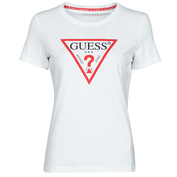 Textiel Dames T-shirts korte mouwen Guess SS CN ORIGINAL TEE Wit