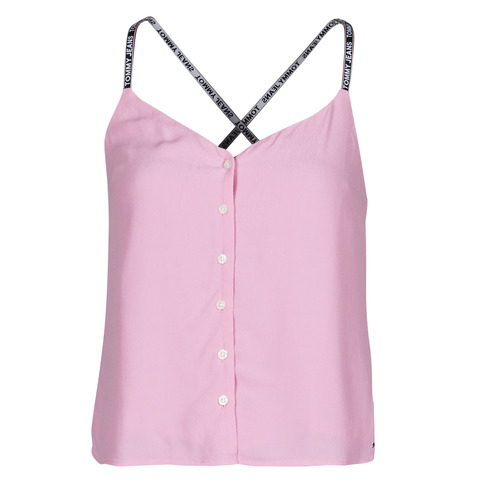 Textiel Dames Tops / Blousjes Tommy Jeans TJW CAMI TOP BUTTON THRU Roze