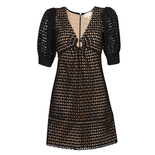 Textiel Dames Korte jurken MICHAEL Michael Kors GEO EYELET MINI DRESS Zwart