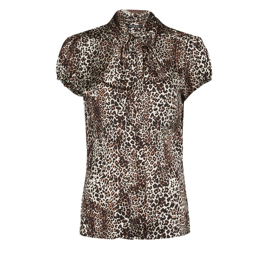 Textiel Dames Tops / Blousjes Guess SS LORENZA SHIRT Leopard