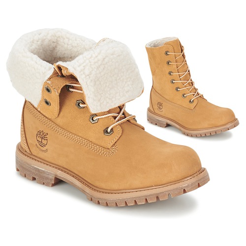 Schoenen Dames Enkellaarzen Timberland AUTHENTICS TEDDY FLEECE WP FOLD DOWN Cognac / Clair