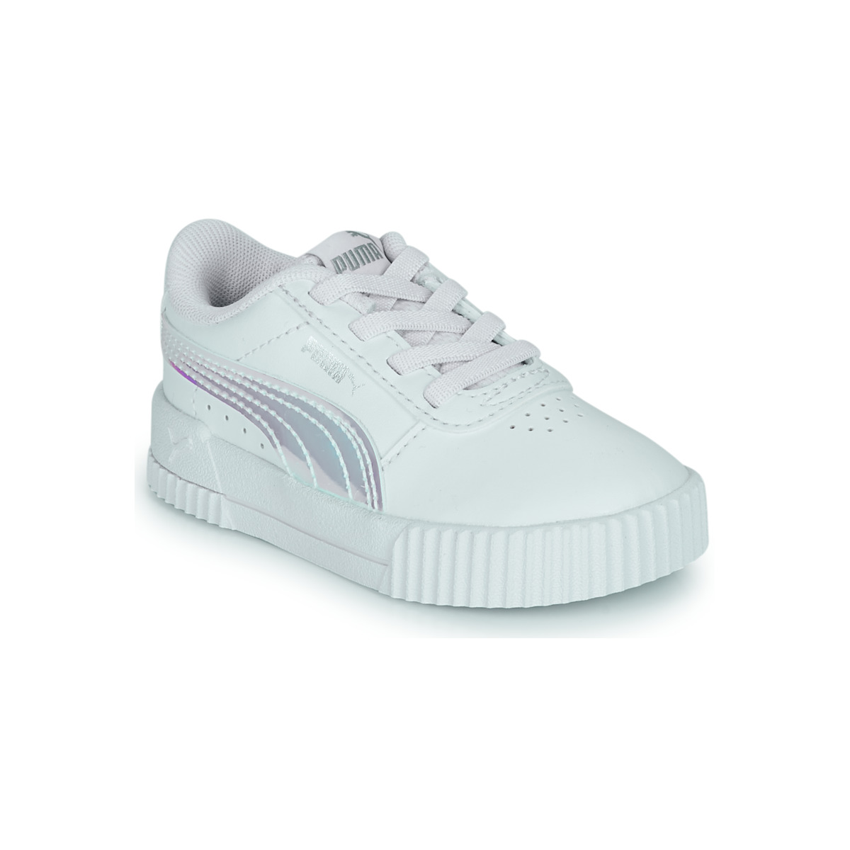 Schoenen Meisjes Lage sneakers Puma Carina Holo AC Inf Wit / Zilver