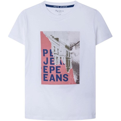 Textiel Jongens T-shirts korte mouwen Pepe jeans  Wit